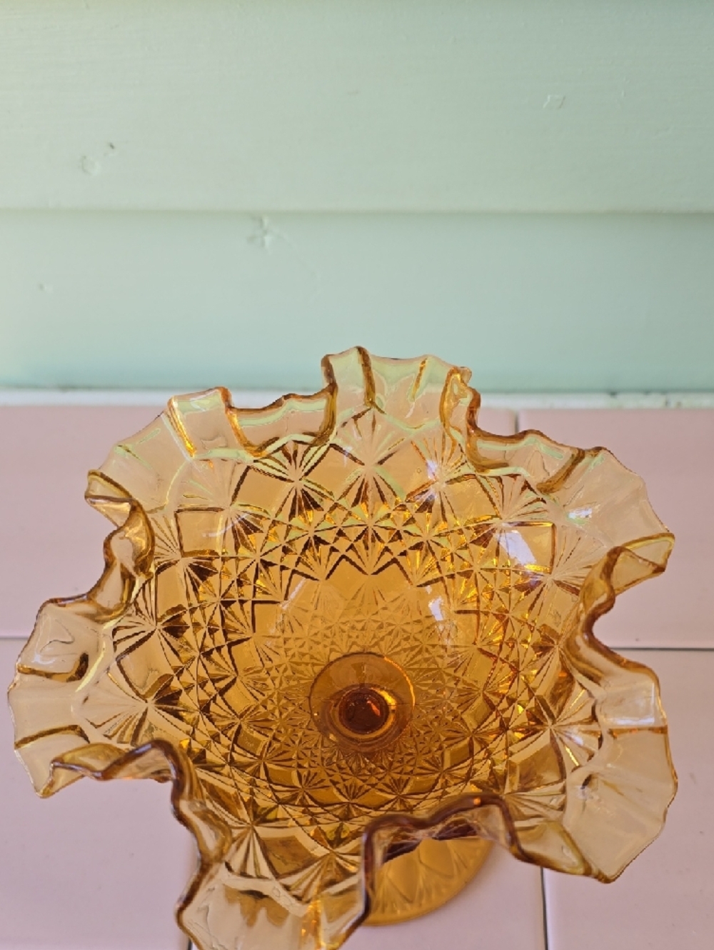 Amber Ruffled Compote Candy Dish - Picture 2 of 3